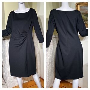 Tahari LBD Classic Fitted Rushed Waist 3/4 Length Sleeves  Dress